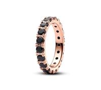 PANDORA Timeless Anello placcato in oro rosa 14k con cristallo nero, 56