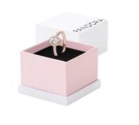 PANDORA Timeless Anello placcato in oro rosa 14k con zirconi cubici trasparenti, 50