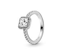 PANDORA Timeless Anello quadrato in argento Sterling con zirconia cubica trasparente, 50