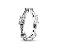 PANDORA Timeless Anello rettangolare in argento Sterling con pavé scintillante con zirconia cubica trasparente, 56