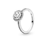 PANDORA Timeless Anello, rotondo scintillante in argento con zirconia cubica trasparente, 50