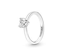 PANDORA Timeless Anello solitario con cuore in argento Sterling con zirconia cubica trasparente, 58