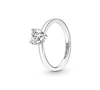 PANDORA Timeless Anello solitario con cuore in argento Sterling con zirconia cubica trasparente, 58
