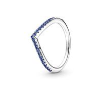 PANDORA Timeless Anello Wish blu brillante in argento Sterling con cristallo blu stellare, 58