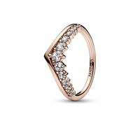 PANDORA Timeless Anello Wish con pavé fluttuante placcato in oro rosa 14 k con zirconi cubici trasparenti, 54