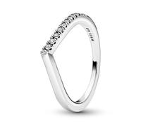 PANDORA Timeless Anello Wish per metà brillante in argento Sterling con zirconia cubica trasparente, 58