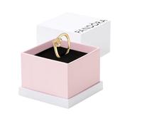 PANDORA Timeless Anello Wishbone con cuore e placcato in oro 14k con zirconi cubici trasparenti, 58