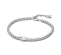 PANDORA Timeless Bracciale Beaded in argento Sterling con perla coltivata d'acqua dolce trattata bianca e zirconia cubica trasparente, 16