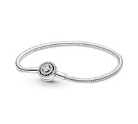 PANDORA Timeless Bracciale in maglia snake in argento Sterling con zirconia cubica trasparente, 21