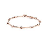 PANDORA Timeless Bracciale placcato in oro rosa 14 k con pavé scintillante con zirconi cubici trasparenti, 20