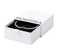 PANDORA Timeless Bracciale tennis con cuore in argento Sterling con cristallo rosso e zirconia cubica trasparente, 20