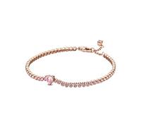 Pandora Timeless - Bracciale tennis con cuore, placcato in oro rosa 14k, con cristalli rosa orchidea