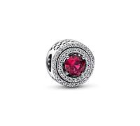 PANDORA Timeless, ciondolo rotondo scintillante in argento Sterling con cristallo rosso ciliegia Jubilee e zirconia cubica trasparente, Rotondo Rosso