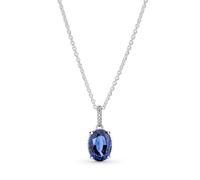 PANDORA Timeless Collana con cerchio brillante e appariscente in argento Sterling con cristallo blu principessa e zirconi cubici trasparenti, Collana Blu