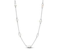 PANDORA Timeless Collier in argento Sterling con perla coltivata d'acqua dolce trattata bianca e zirconi cubici trasparenti, Collier In Argento