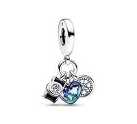 Pandora Charm triplo in argento Fotocamera, Cuore e Bussola 792703C01