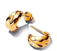 Pandora Essence 263873C00 - Orecchini a cerchio aperti in argento sterling placcato oro 14 carati, 10,2x12,4x7,2 mm, Argento sterling, Nessuna pietra preziosa