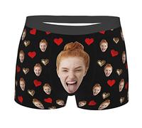 Pandora410004 Boxer Personalizzati con Faccia Buffa per Uomini, Pantaloncini da Uomo con Faccia di San Valentino, Nero, S-2XL, 1 unità