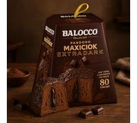Pandoro Maxiciok Extradark 800g con Crema al Cioccolato Fondente 80% Cacao, Dolce Natalizio Soffice e Goloso, Dessert di Tradizione Italiana, Idea Regalo Elegante per le Feste