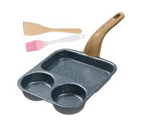 Pane Per Uova - 3 Sezione Sansione Non Bastone Con Spatola E Pennello | Manico Resistente Al Calore Per La Cottura Di Frittate, Salsicce Di Bacon Hash Browns Breakfast Meal Preparare | Utensile