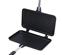 Pane sandwich a doppio lato: padella senza per panini con manico resistente al calore | Costieri per panini croccanti, tostapane in ghisa per colazione, griglia di formaggio