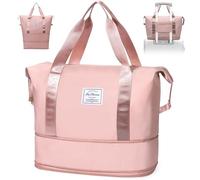 Paneerte Borsone da Viaggio Donna, Pieghevole Borsone Da Viaggio, Borsa da Viaggio Donna Borse Per Bagagli Bagnati e Bagnati, Borsa da Weekend, Borsa Per Lo Sport e Il Viaggio, Rosa