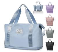 Paneerte Borsone da Viaggio Pieghevole per Donna, Borsa per Bagagli Bagnati e Asciutti, Weekend, Sport, Nero