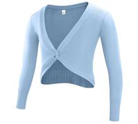 Panegy Cardigan Danza Classica per Ragazze Manica Lunga Costume da Ballerina con Scollo a V Giacca Danza Maglione Avvolgere Top Bolero Abbigliamento Blu Chiaro 12-13 Anni