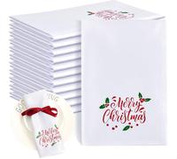 Panelee 12 Pezzi 43 x 43 cm Tovaglioli di Stoffa Natalizi Morbidi e Confortevoli Tovaglioli da Tavola Riutilizzabili Lavabili in Raso Decorazioni per Casa Ristoranti Feste Natale(Merry Christmas)