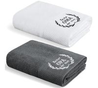 Panelee 2 Pezzi Regali di Natale per Nonno Nonna Asciugamani Ricamati con Scritta Beste Oma und Opa der Welt Asciugamani da Doccia 50 x 100 cm Regali dai Nipoti per Compleanno Festa del Papà