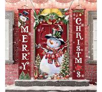 Panelee 3 Decorazioni per Porta di Natale Copertura per Porta d'Ingresso con Pupazzo di Neve Striscioni per Portico con Scritta Merry Christmas in Tessuto di Poliestere Addobbi per Interno Esterno
