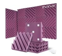 Paneles acústicos 12/24 Pcs Home Studio Acoustic Absorption Panel Groove Sound Absorber High Density 3d Decorative Wall Panels(LXC-Purple,12 Pcs,Medium Density)
