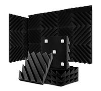 Paneles acústicos 12/24 Pcs Home Studio Acoustic Absorption Panel Groove Sound Absorber High Density 3d Decorative Wall Panels(LXC-Black,24 Pcs,Medium Density)
