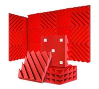 Paneles acústicos 12/24 Pcs Home Studio Acoustic Absorption Panel Groove Sound Absorber High Density 3d Decorative Wall Panels(LXC-Red,12 Pcs,Medium Density)