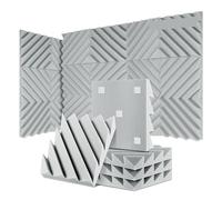 Paneles acústicos 12/24 Pcs Home Studio Acoustic Absorption Panel Groove Sound Absorber High Density 3d Decorative Wall Panels(LXC-Grey,24 Pcs,Medium Density)