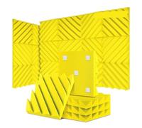 Paneles acústicos 12/24 Pcs Home Studio Acoustic Absorption Panel Groove Sound Absorber High Density 3d Decorative Wall Panels(LXC-Yellow,24 Pcs,High Density)
