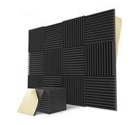 Paneles acústicos 12/24Pcs Self-Adhesive Studio Acoustic Foam Panels High Density Soundproof Wall for Gaming Room Home 30x30x2.5cm(Black,24pcs)