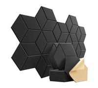 Paneles acústicos 12 Pack Hexagonal Self-adhesive Acoustic Panels Sound Proof Foam Y-Lined Design to Absorb Noise Eliminate Echoes(Y-Cut Hexagon Black)