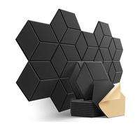 Paneles acústicos 12 Pack Self-adhesive Acoustic Panels Sound Proof Foam Y-Lined Design to Absorb Noise Eliminate Echoes 12" X 10" 0.4"(Black)