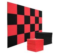 Paneles acústicos 24 Pcs Acoustic Foam Soundproofing Wall Panels Studio Sound Absorption Insulation Groove Panel 30x30x2.5cm(12Red 12Black)