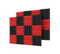 Paneles acústicos 24Pcs Studio Acoustic Foam Sound Absorbing Noise Insulation Proofing Treatment Panels 25x25x5cm(12Black12Red)