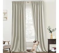 PANELSBURG Tende a binario per sistema a binari, in lino, oscuranti, con linguetta posteriore pieghettata, con ganci, anelli, 2,7 m, lunghezza da soffitto a pavimento, lunghezza 274 cm, set da 2