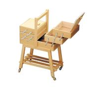 Panetta Casalinghi Cestino da Cucito in Legno a 3 Piani con Ruote, Noce/Naturale, 24 x 20 x 53 cm