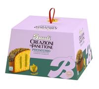 Panettone al Pistacchio 750g con Crema al Pistacchio e Pistacchi Caramellati - Dolce Natalizio Soffice e Farcito, Ricoperto con Glassa Croccante - Idea Regalo Elegante per Feste e Ricorrenze