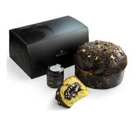 Panettone Artigianale 18 Carati Foglia Oro | Bonfissuto | Pasticceria Siciliana | Canicattì Sicilia | 1Kg | Vaso 200Gr Crema Spalmabile Cioccolato Fondente Modica | Dolce Natale | Regalo Natalizio