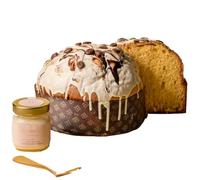 Panettone Artigianale al Caffè | Crema Spalmabile in Vasetto al Cioccolato Bianco | Spalmino Omaggio | Senza Uvetta e Canditi | Pasticceria La Torraca | 1 Kg | Cilento | Campania