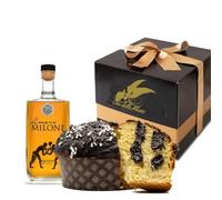 Panettone artigianale al cioccolato farcito con 300 gr di crema 1 KG + Milone | Idea regalo