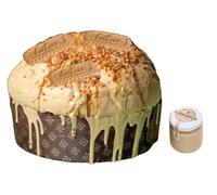 Panettone Artigianale al Gusto Biscoff Lotus Lievitato Naturalmente. All'Interno della Confezione è Presente un Vasetto di Crema Spalmabile. Panettoni Artigianali Cilentani Made In Italy - 1 kg