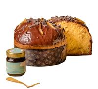 Panettone Artigianale Cioccolato Fondente e Rhum | Crema Spalmabile Cioccolata in Vasetto | Spalmino Omaggio | Senza Uvetta e Canditi | Pasticceria La Torraca | 1 Kg | Cilento | Campania