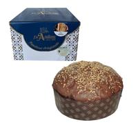 Panettone artigianale con gocce di cioccolato, ganache nocciola e cacao, crema spalmabile inclusa, Made in Italy,1KG - Pasticceria F.lli Avallone (NUTELLOTTO)